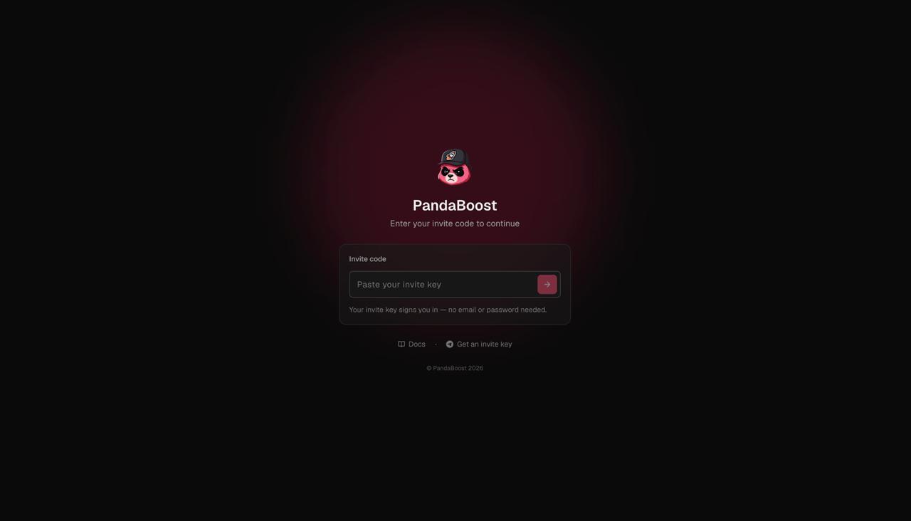 Panda Bundler invite-key access screen with an empty invite code field