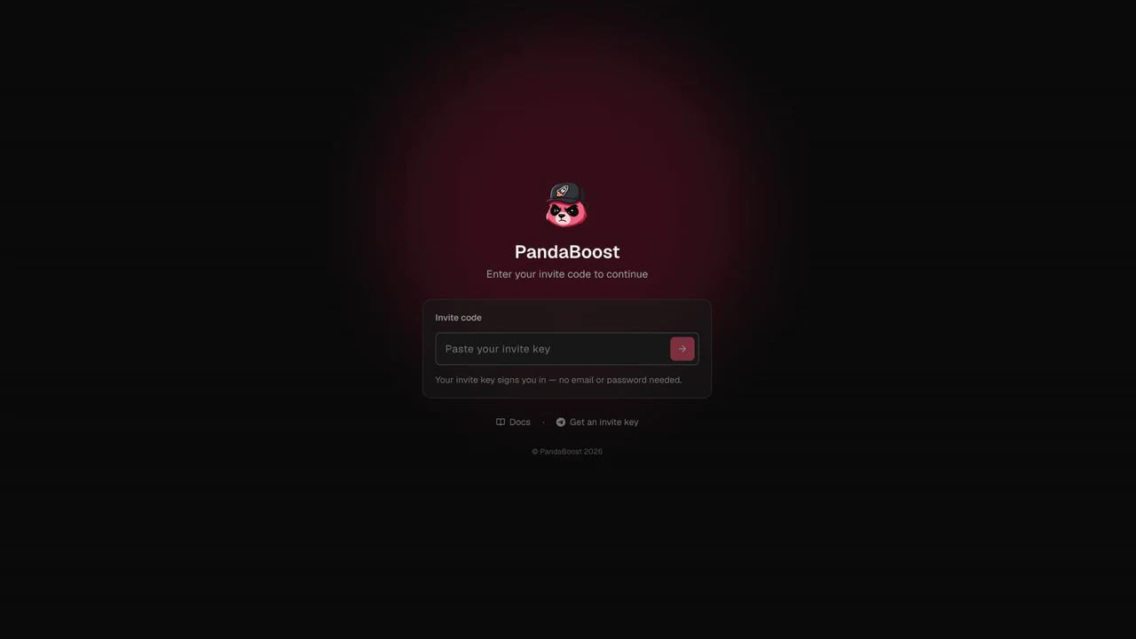 Panda Bundler access screen with an empty invite-key field