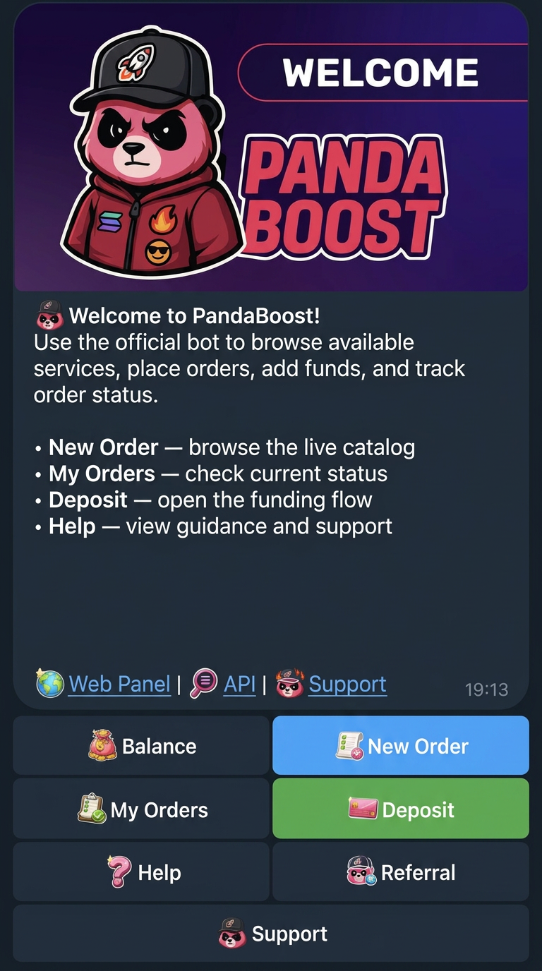 PandaBoost Telegram bot service-ordering menu